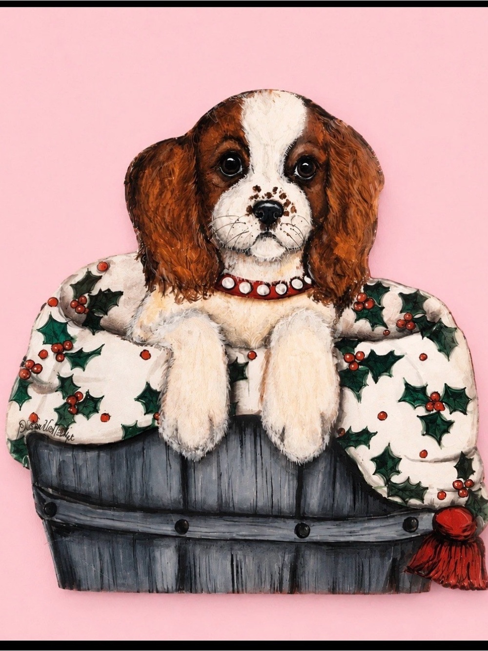 Dummy board Festive Puppy Dog Blanket with Pink Background -